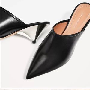 Zara black leather mules